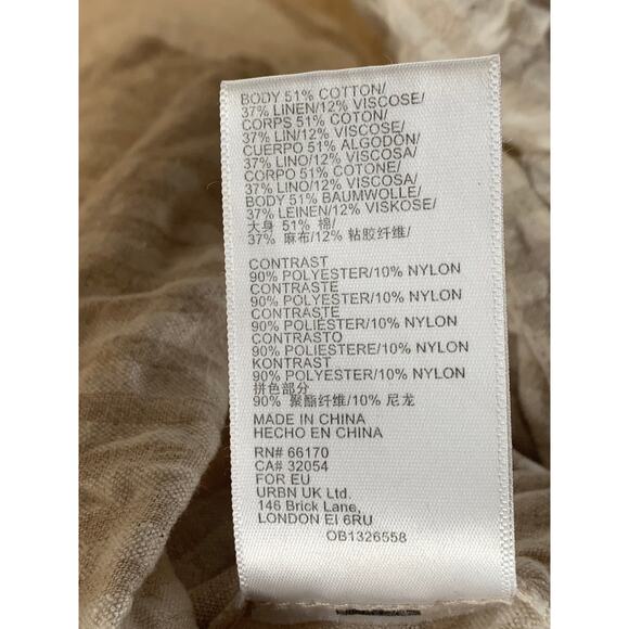 BDG Women’s Beige Seersucker Striped Button-Up Short Sleeve Relaxed Romper SZ M - Picture 8 of 10